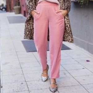 J.Crew Pink Velvet pull on pants Size 2